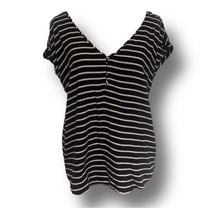 Abercrombie & Fitch Navy Blue with White Stripe Top